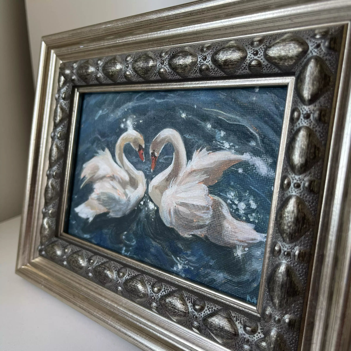 "Celestial Swans" - Original oil painting (framed)