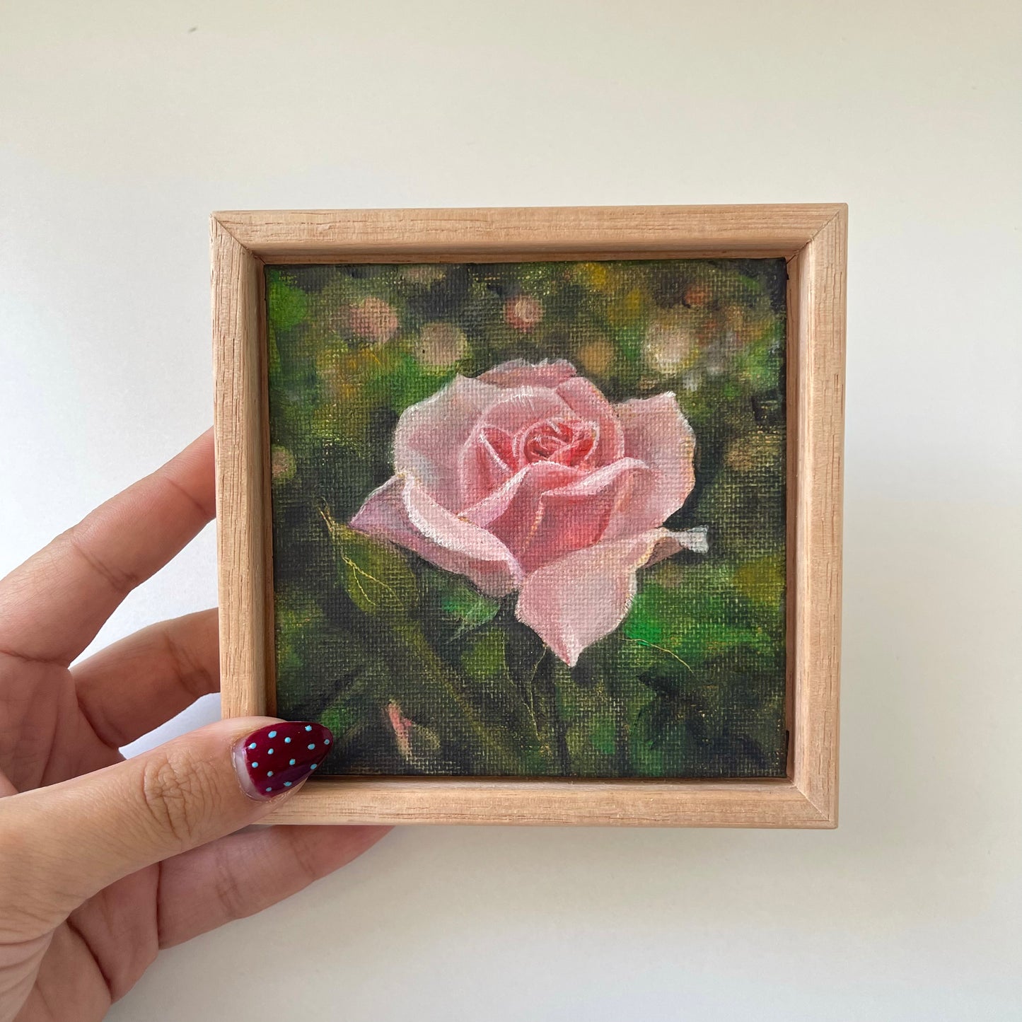"Pink Rose in Bloom" - Original oil painting