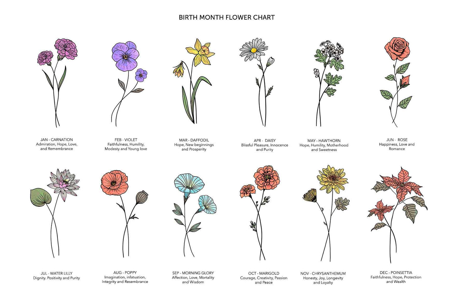 YOUR BIRTH FLOWERS - Generic flowers print