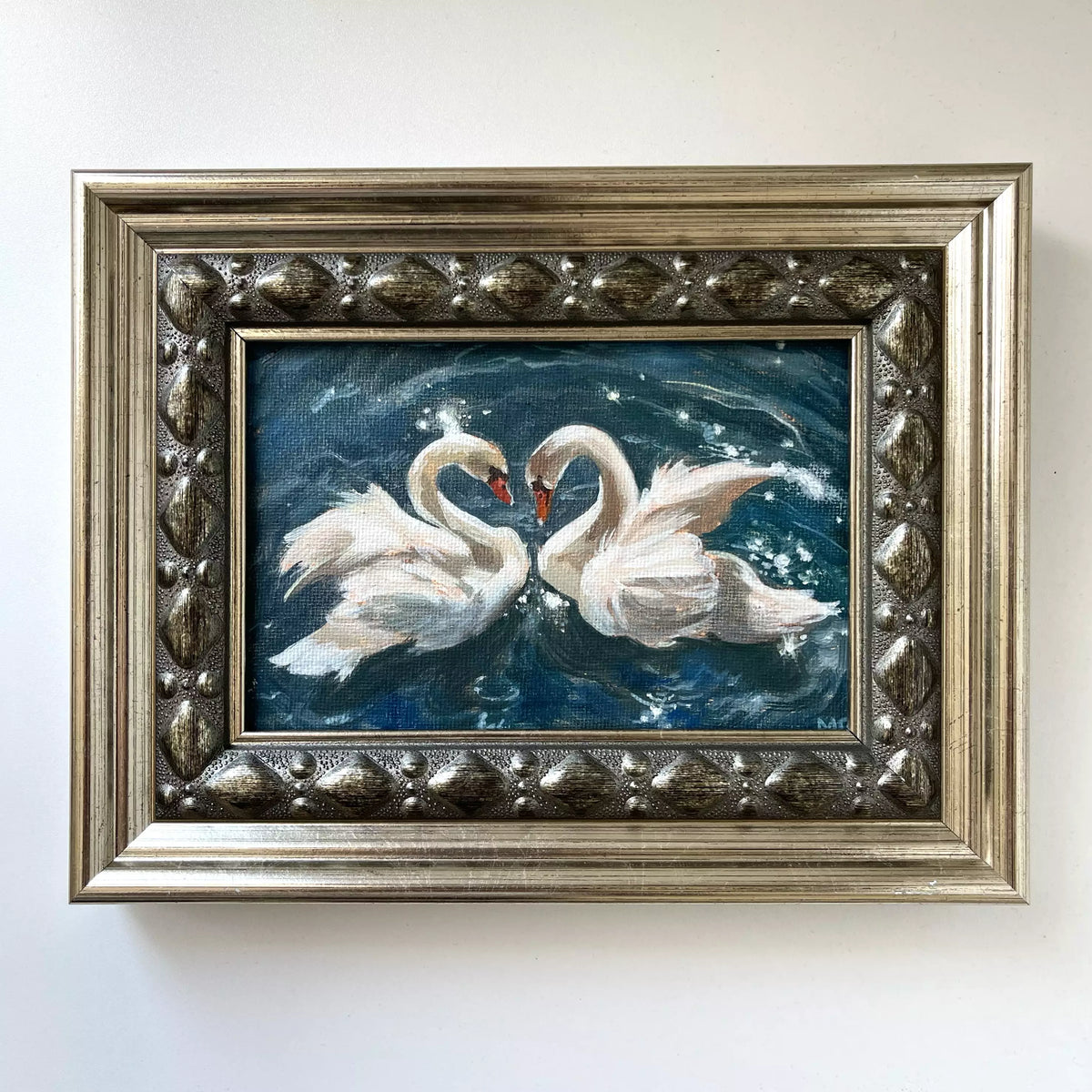 "Celestial Swans" - Original oil painting (framed)