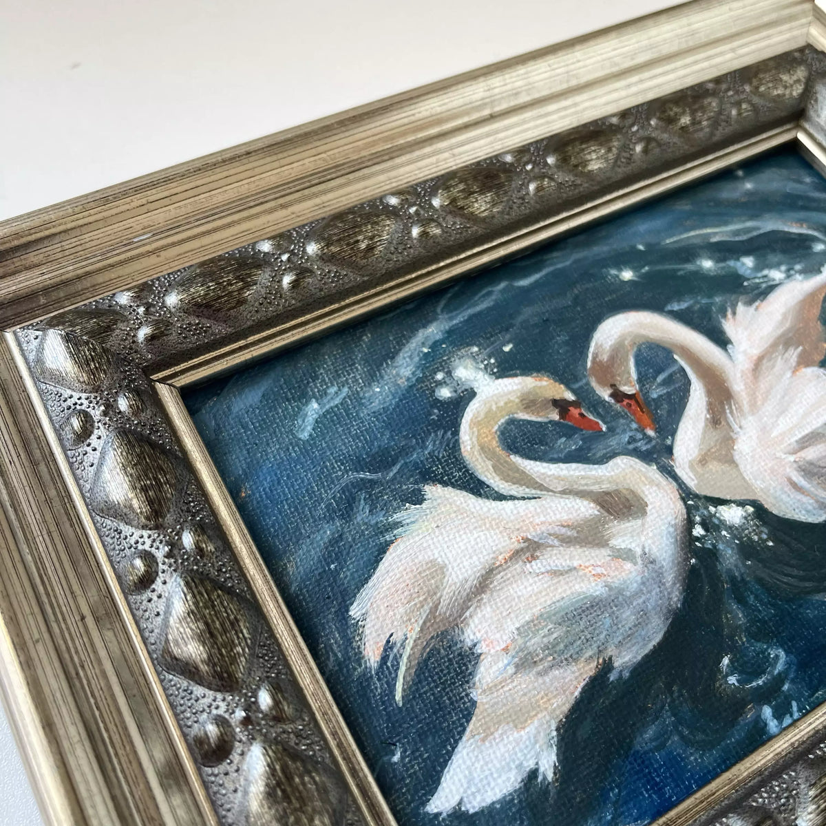 "Celestial Swans" - Original oil painting (framed)