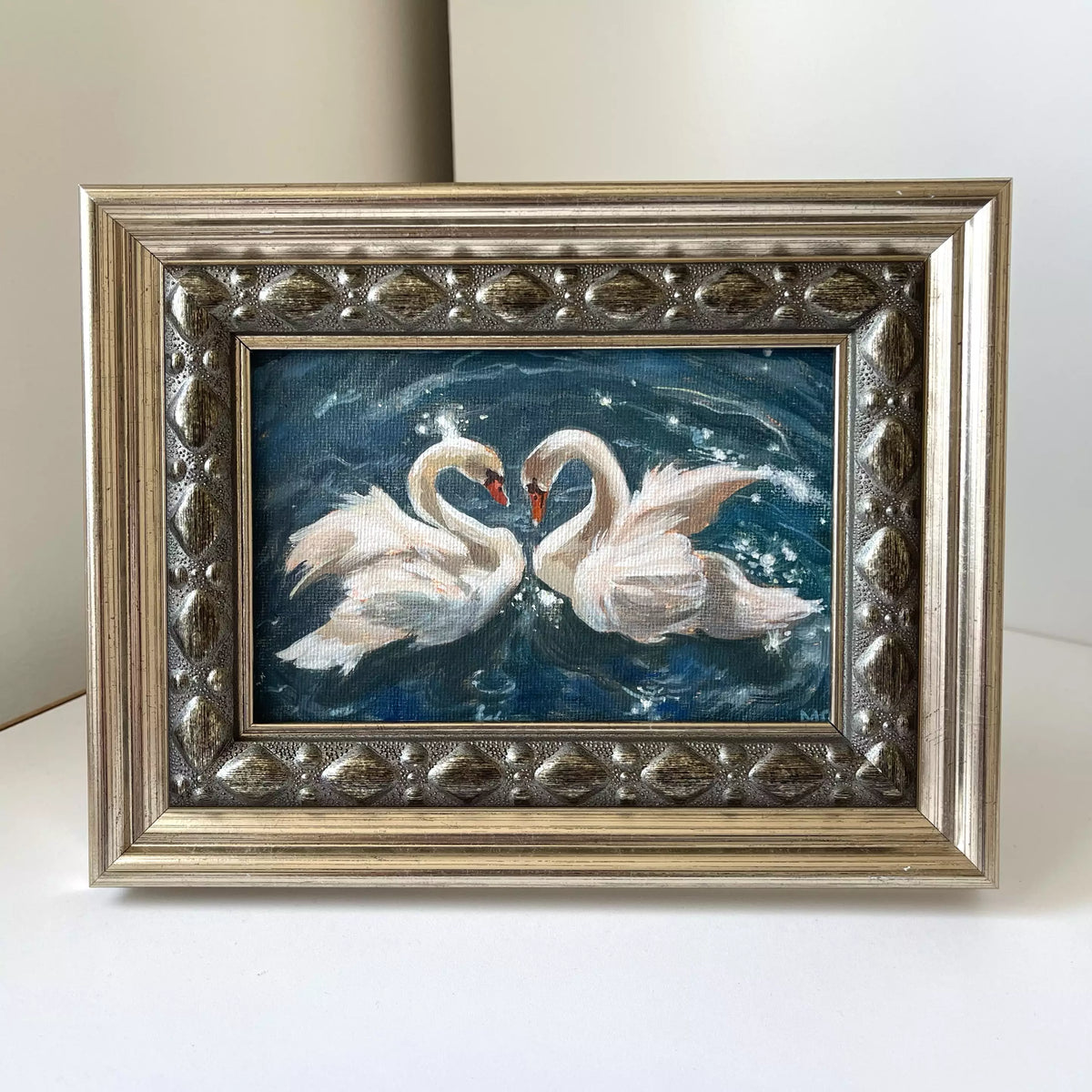 "Celestial Swans" - Original oil painting (framed)