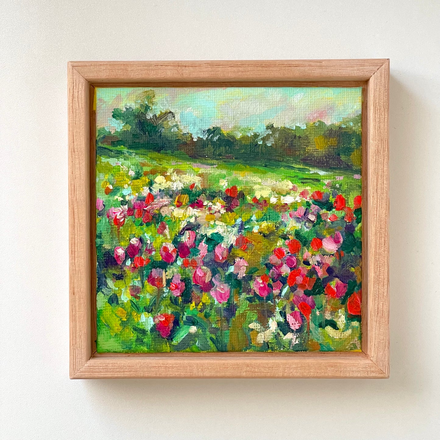 "Textured flower field" - Original oil painting