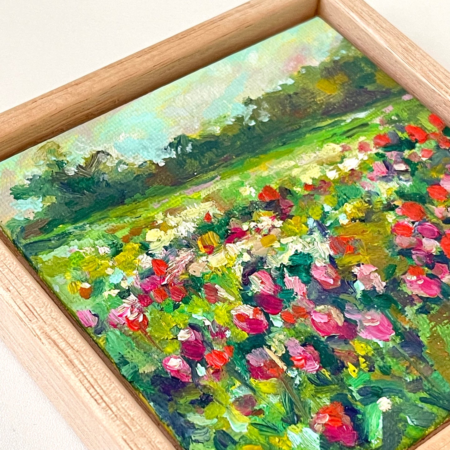 "Textured flower field" - Original oil painting