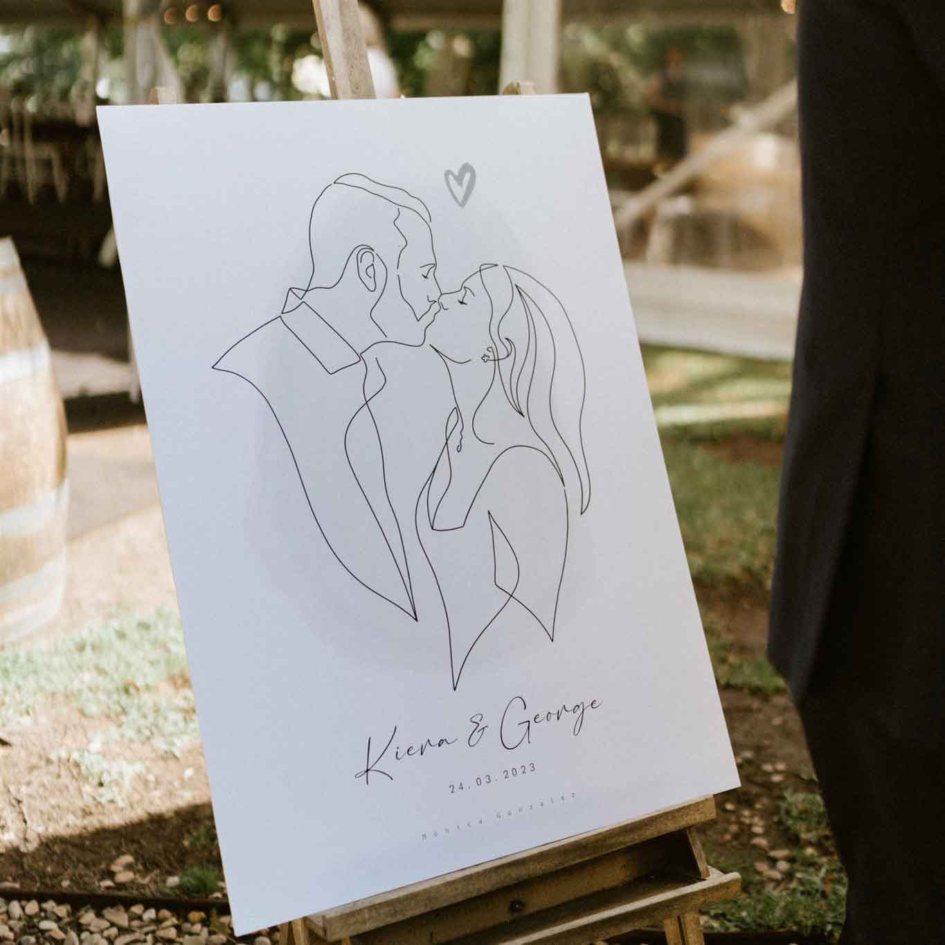 Line art custom wedding welcome sign