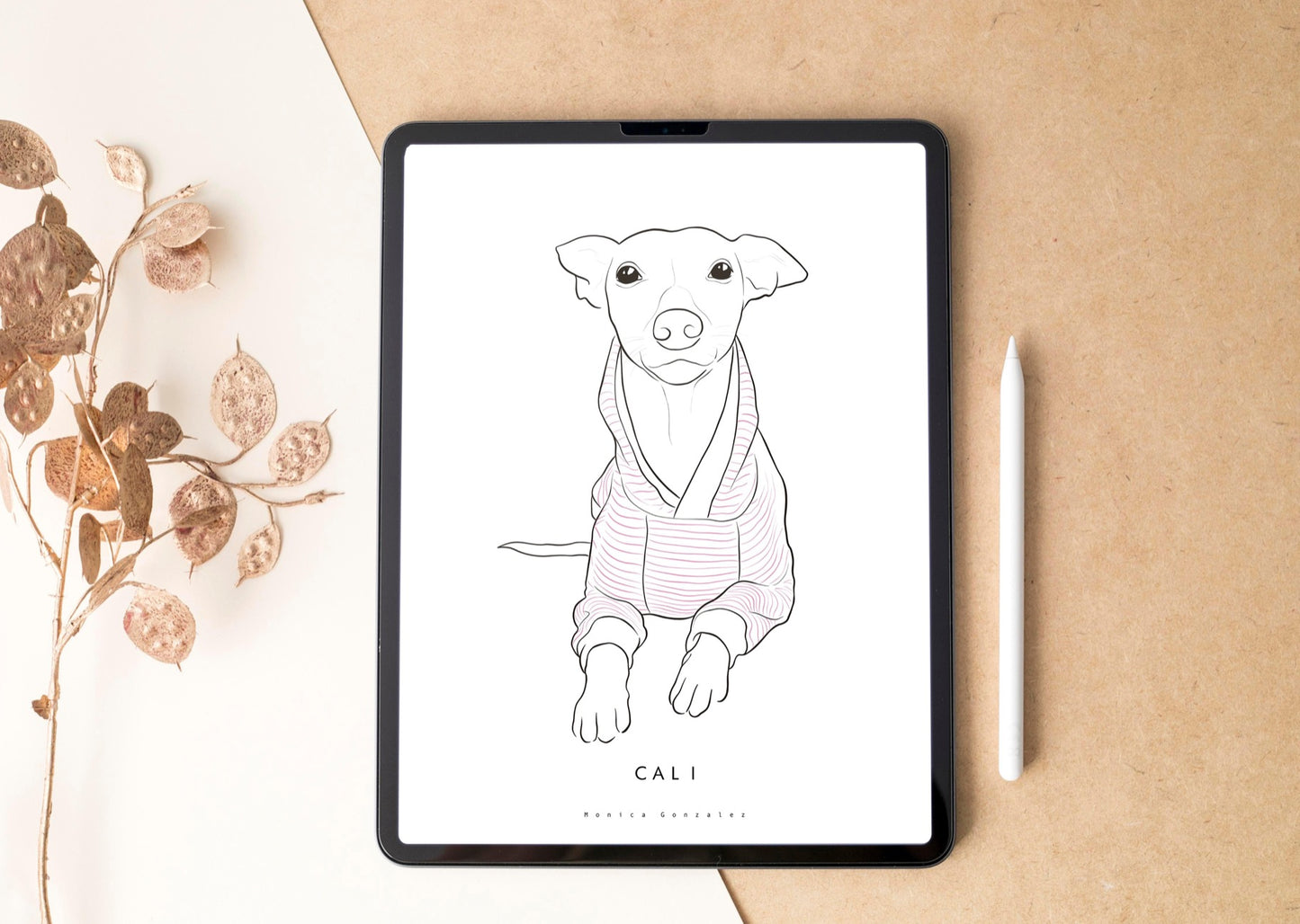 CUSTOM PET PORTRAIT - Detailed line drawing - MonicagonzalezArt