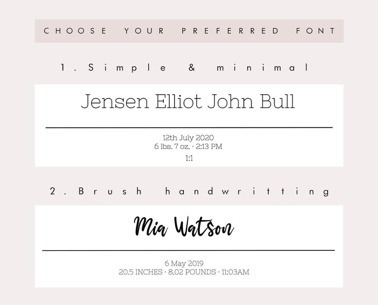 CUSTOM LINE ART BIRTH POSTER 1:1 scale - Minimalist illustration - MonicagonzalezArt
