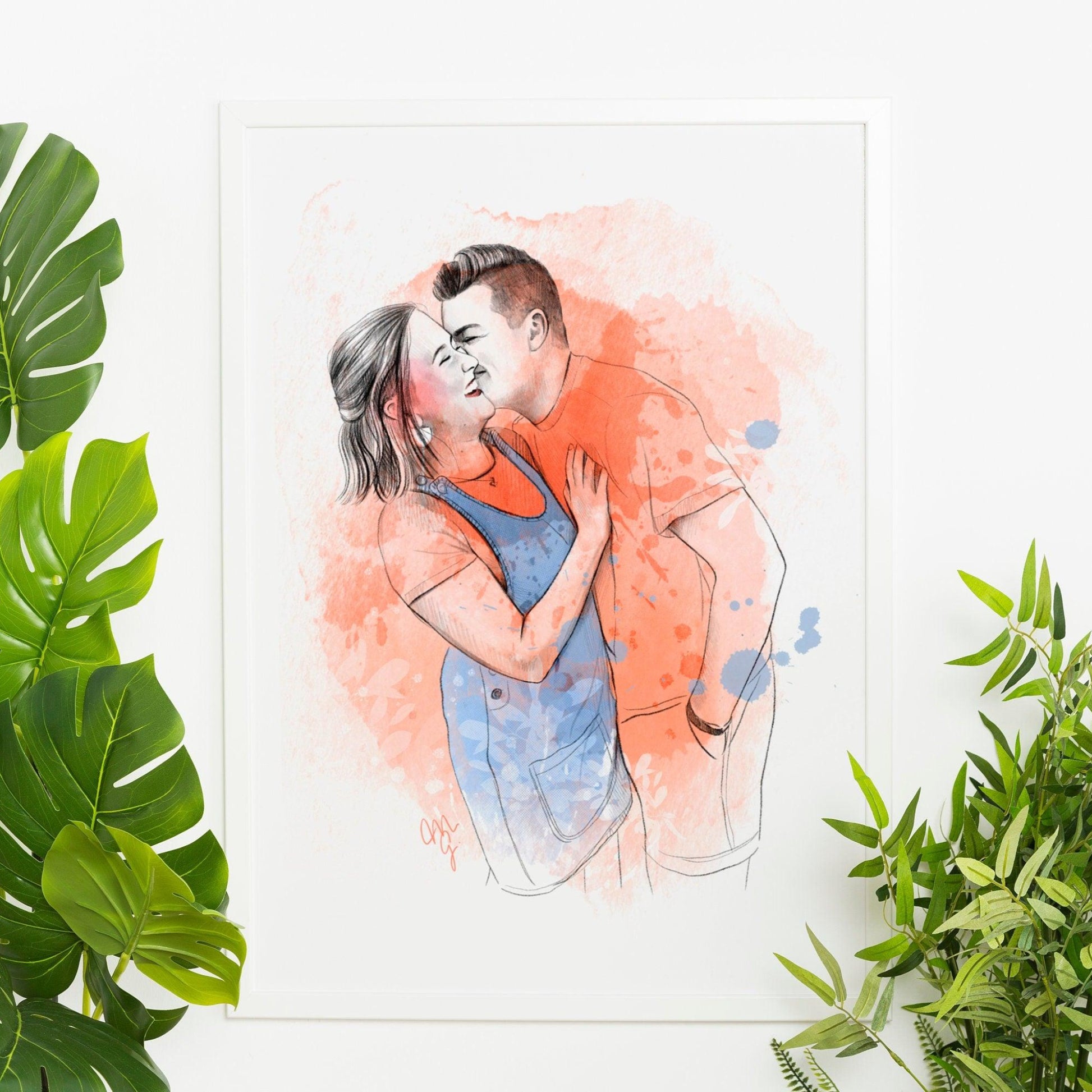 CUSTOM COUPLE PORTRAIT drawing, Watercolor portrait from photo, Custom couple portrait, Paper anniversary gift, Hand drawn portrait - MonicagonzalezArt