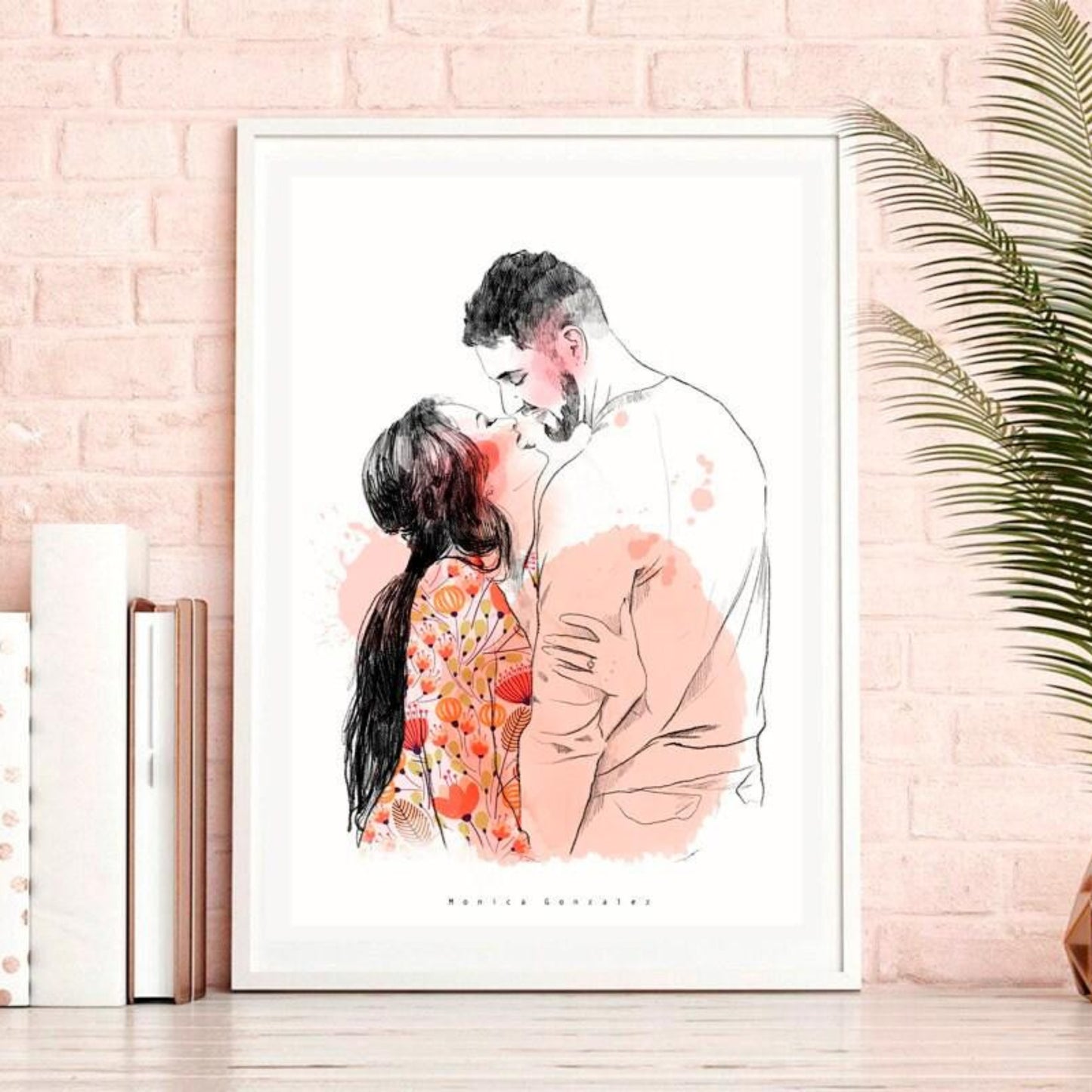 CUSTOM COUPLE PORTRAIT drawing, Watercolor portrait from photo, Custom couple portrait, Paper anniversary gift, Hand drawn portrait - MonicagonzalezArt