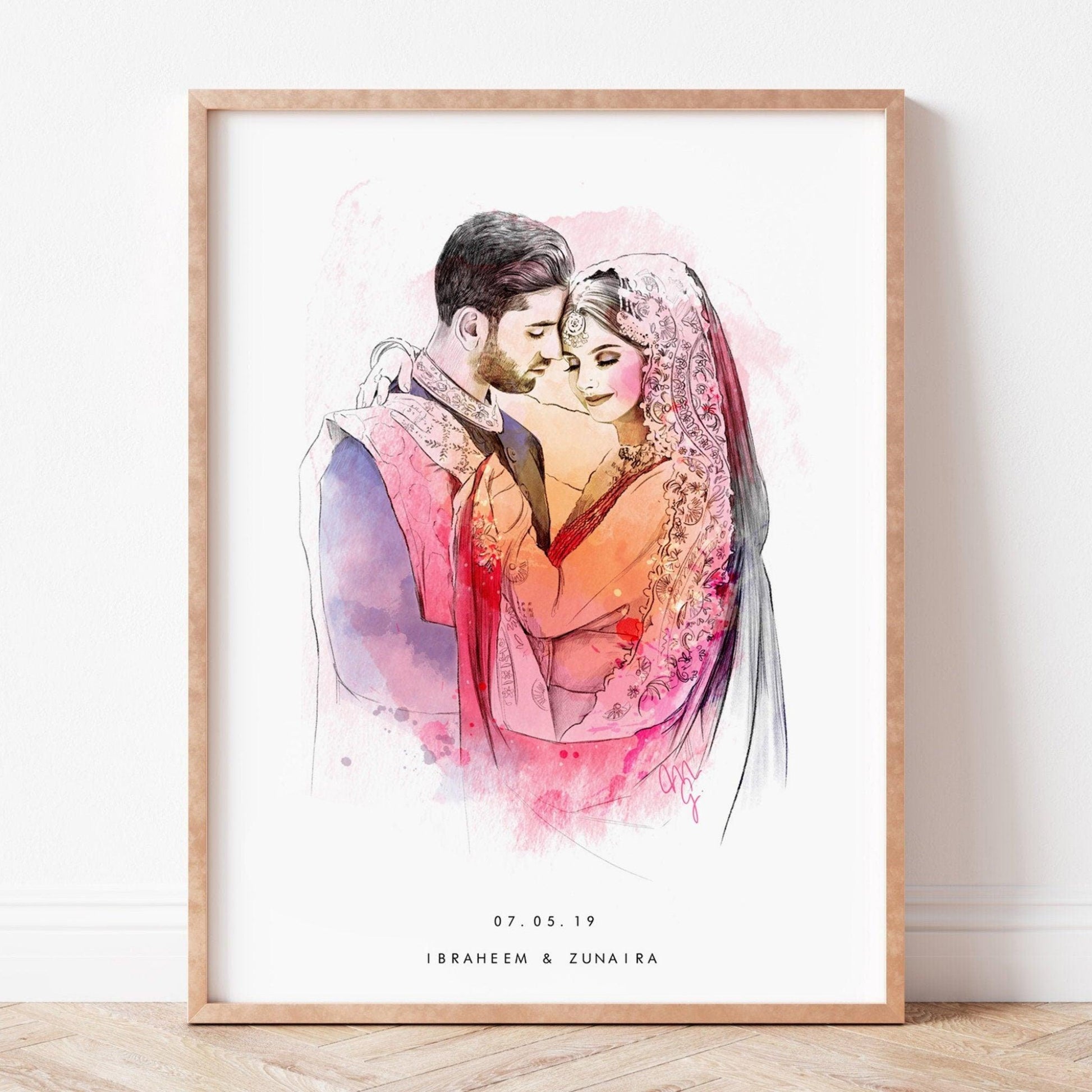 CUSTOM COUPLE PORTRAIT drawing, Watercolor portrait from photo, Custom couple portrait, Paper anniversary gift, Hand drawn portrait - MonicagonzalezArt