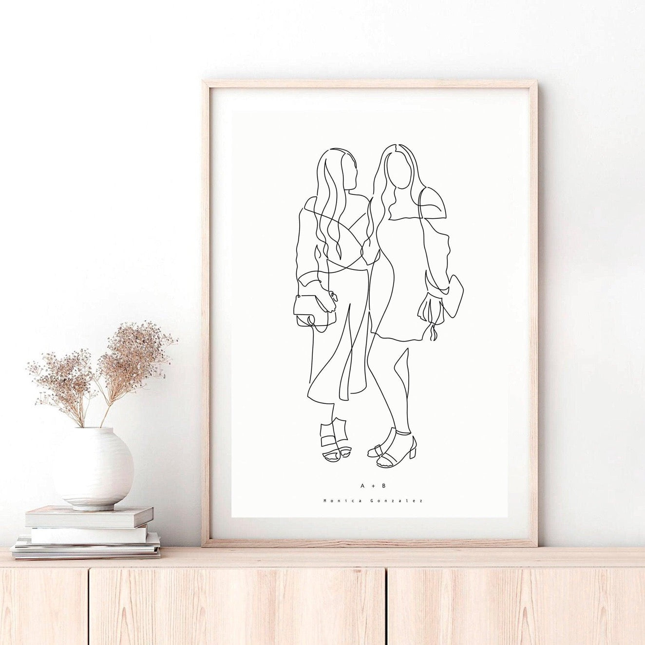 CUSTOM LINE PORTRAIT, Personalized line drawing from photo, Faceless line illustration, Custom family illustration, Personalized gift - MonicagonzalezArt