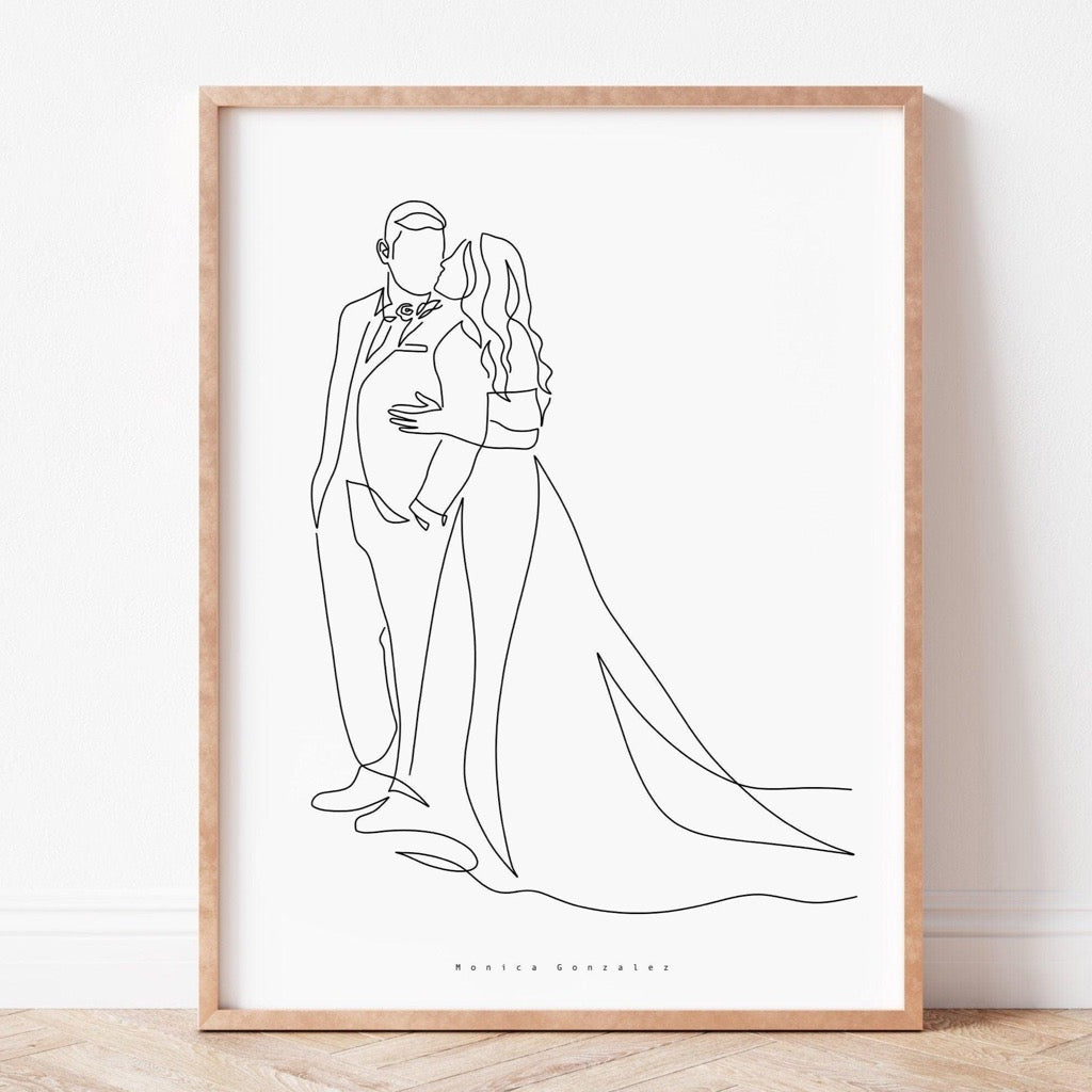CUSTOM LINE PORTRAIT, Personalized line drawing from photo, Faceless line illustration, Custom family illustration, Personalized gift - MonicagonzalezArt