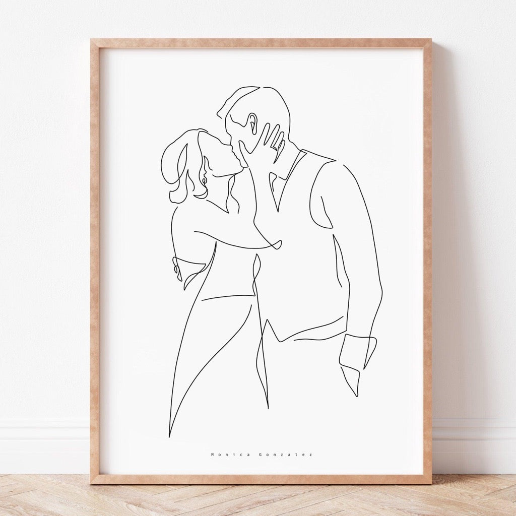 CUSTOM LINE PORTRAIT, Personalized line drawing from photo, Faceless line illustration, Custom family illustration, Personalized gift - MonicagonzalezArt