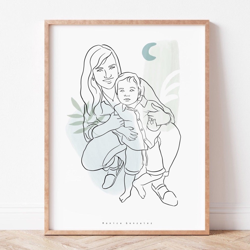 CUSTOM LINE DRAWING, Custom couple portrait, Family illustration, Personalized gift, Line art sketch, Faceless portrait, Birthday gift her - MonicagonzalezArt