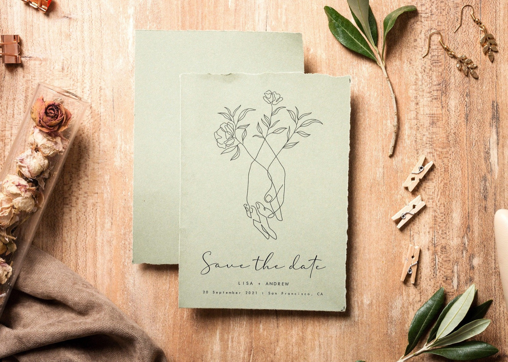 Minimalist Save the date design - MonicagonzalezArt