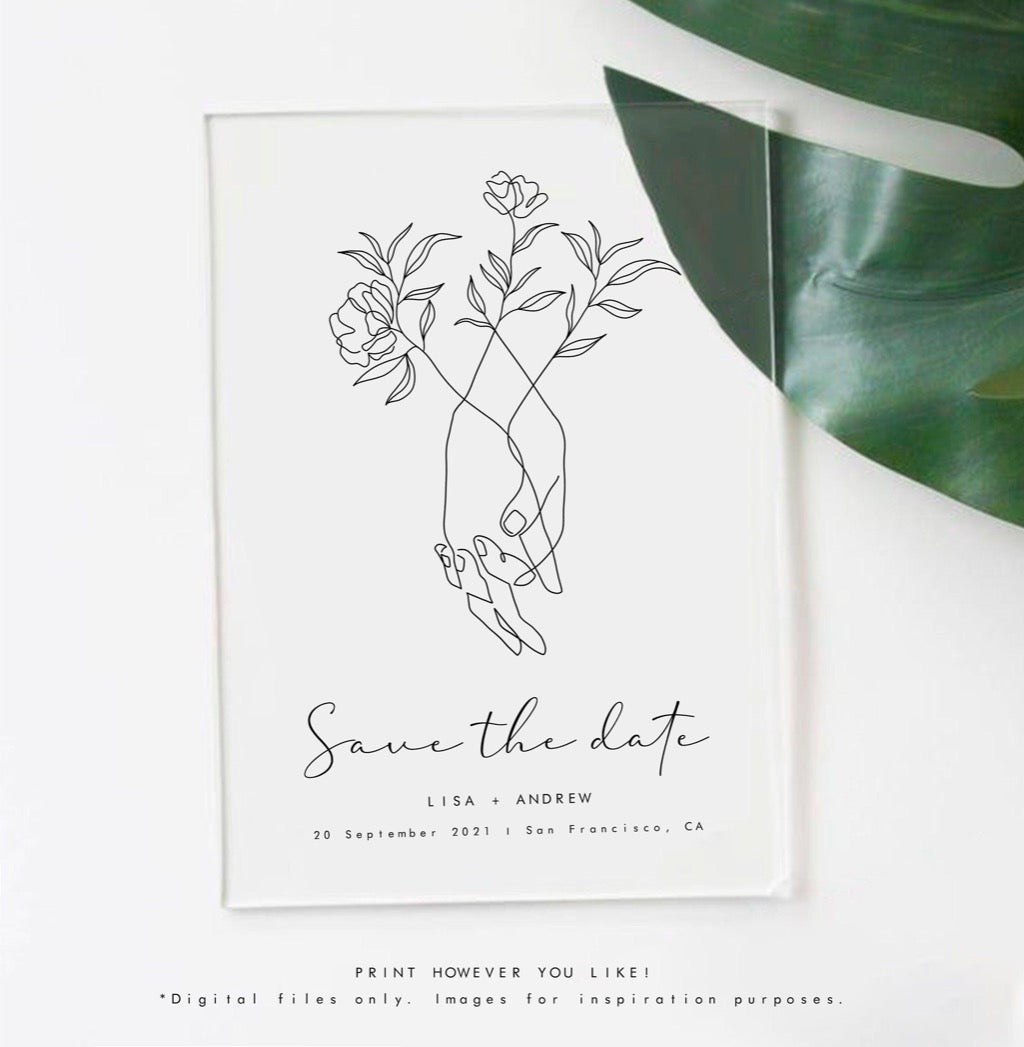 Minimalist Save the date design - MonicagonzalezArt
