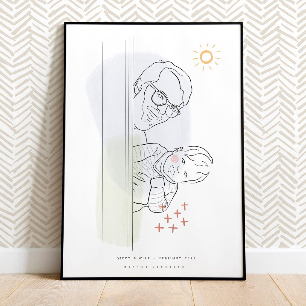 CUSTOM LINE DRAWING, Custom couple portrait, Family illustration, Personalized gift, Line art sketch, Faceless portrait, Birthday gift her - MonicagonzalezArt