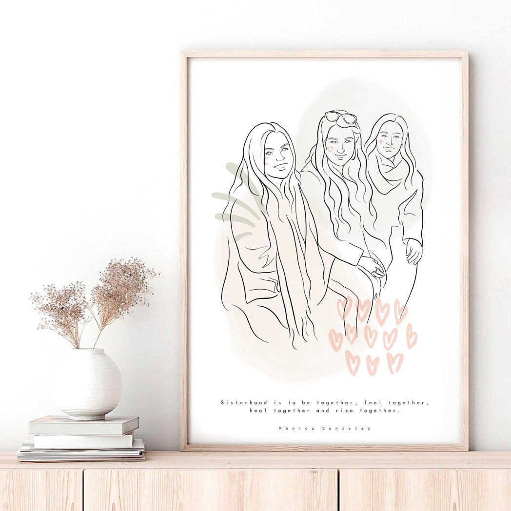 CUSTOM LINE DRAWING, Custom couple portrait, Family illustration, Personalized gift, Line art sketch, Faceless portrait, Birthday gift her - MonicagonzalezArt