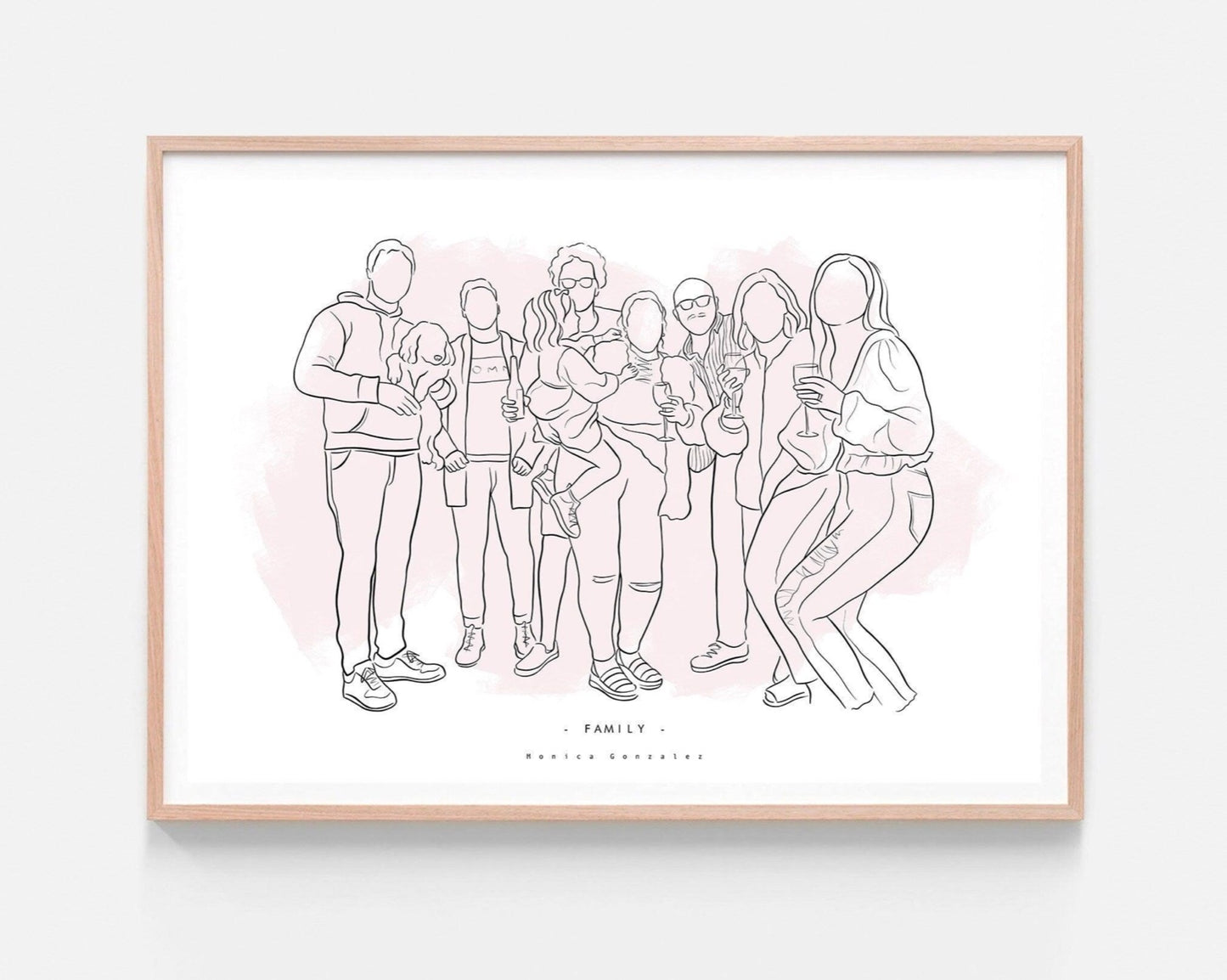Family line drawing. Faceless family portrait