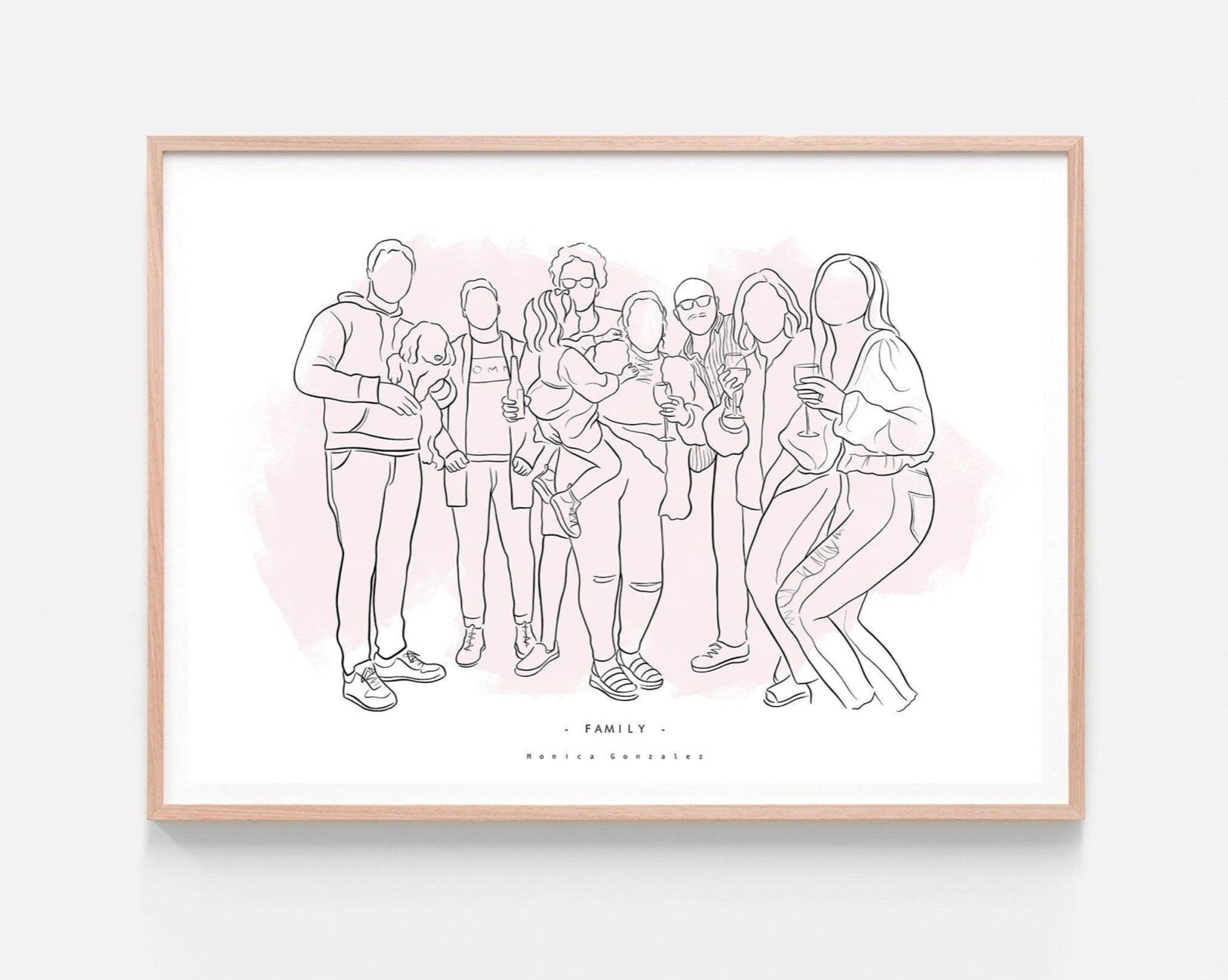 Family line drawing. Faceless family portrait
