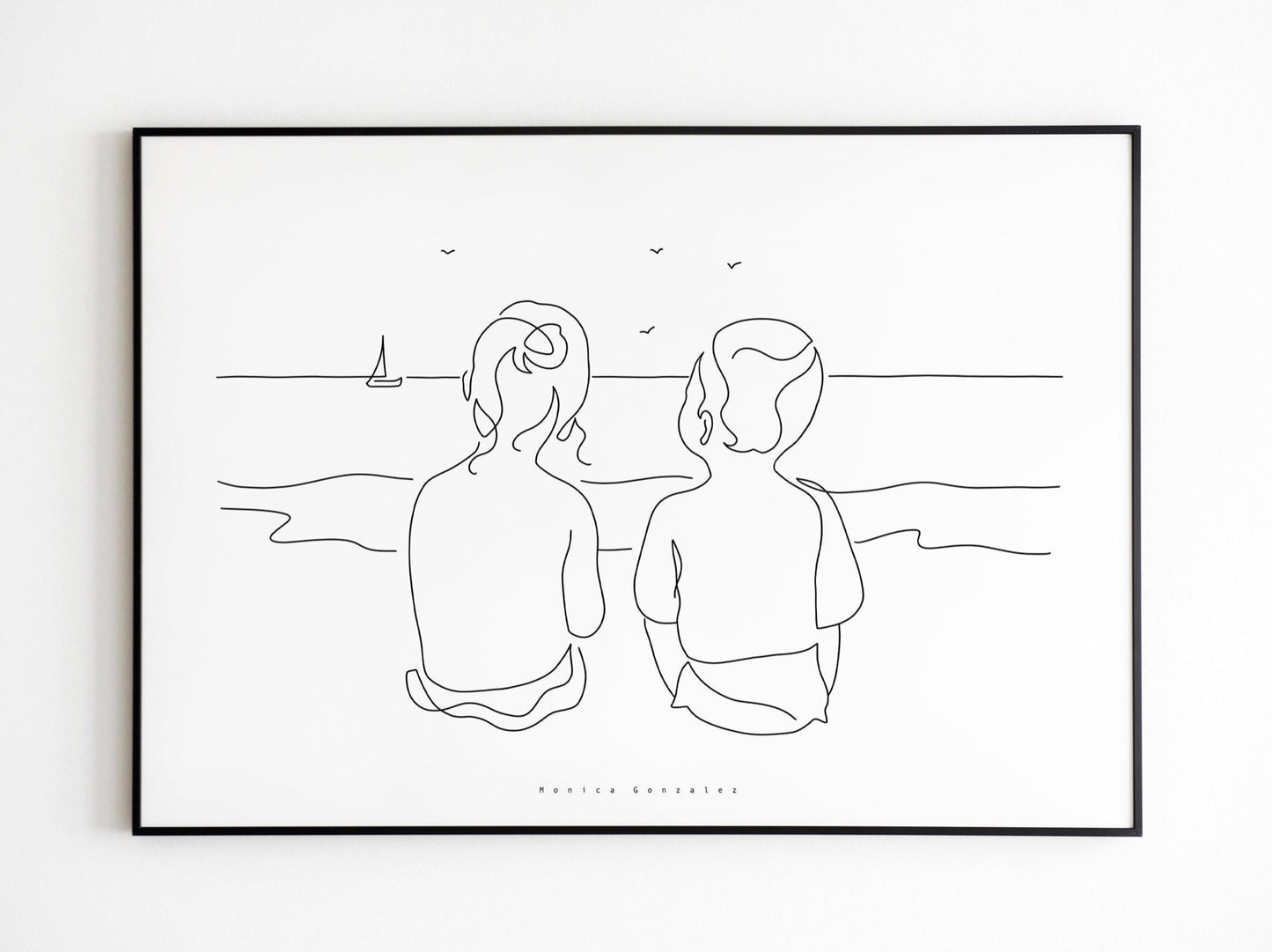 CUSTOM LINE PORTRAIT, Personalized line drawing from photo, Faceless line illustration, Custom family illustration, Personalized gift - MonicagonzalezArt