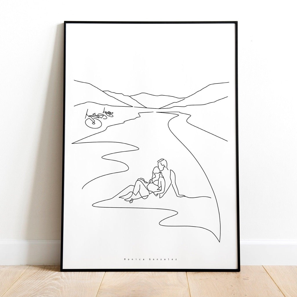 CUSTOM LINE PORTRAIT, Personalized line drawing from photo, Faceless line illustration, Custom family illustration, Personalized gift - MonicagonzalezArt