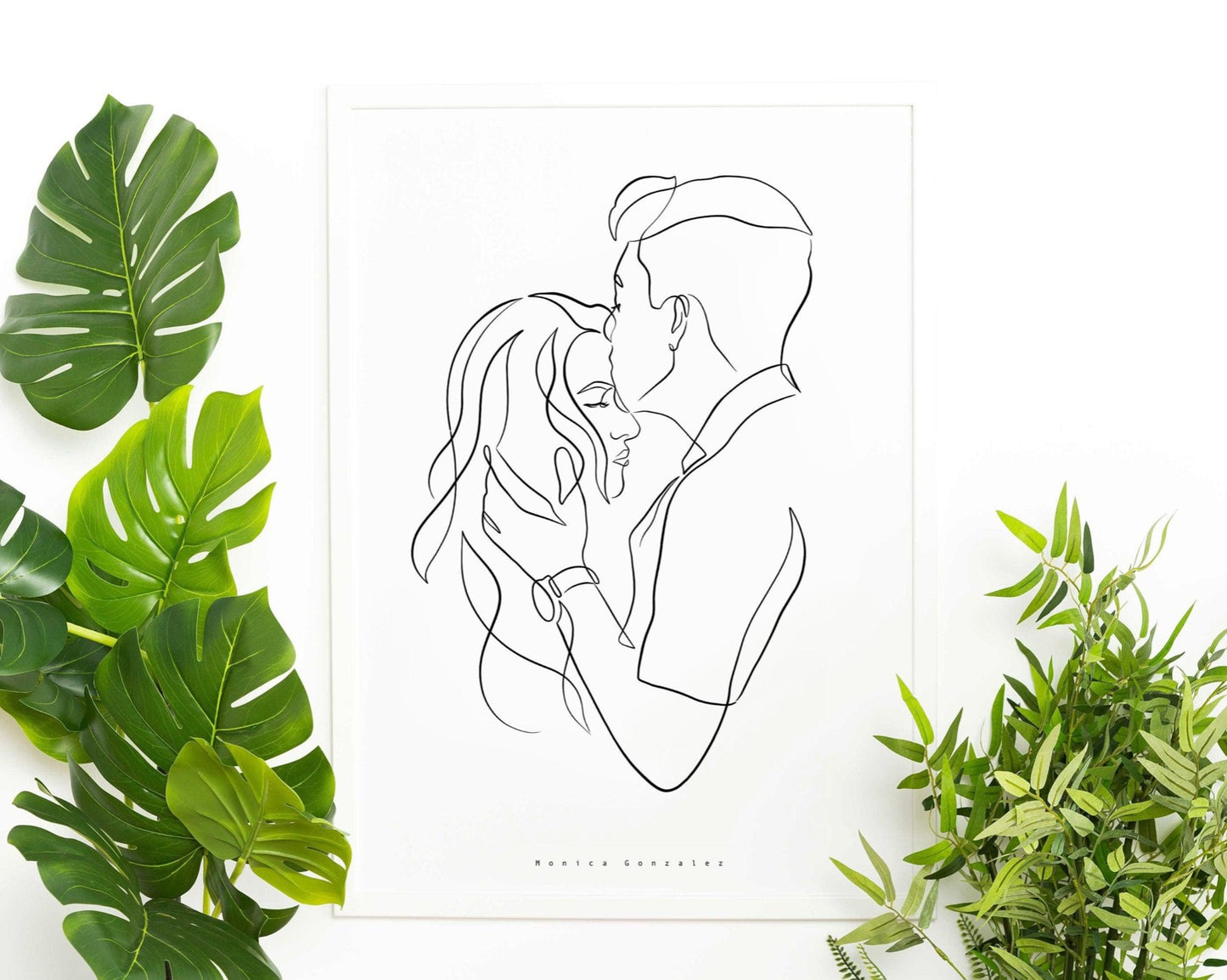 CUSTOM LINE ART PORTRAIT - Variable line thickness version - MonicagonzalezArt
