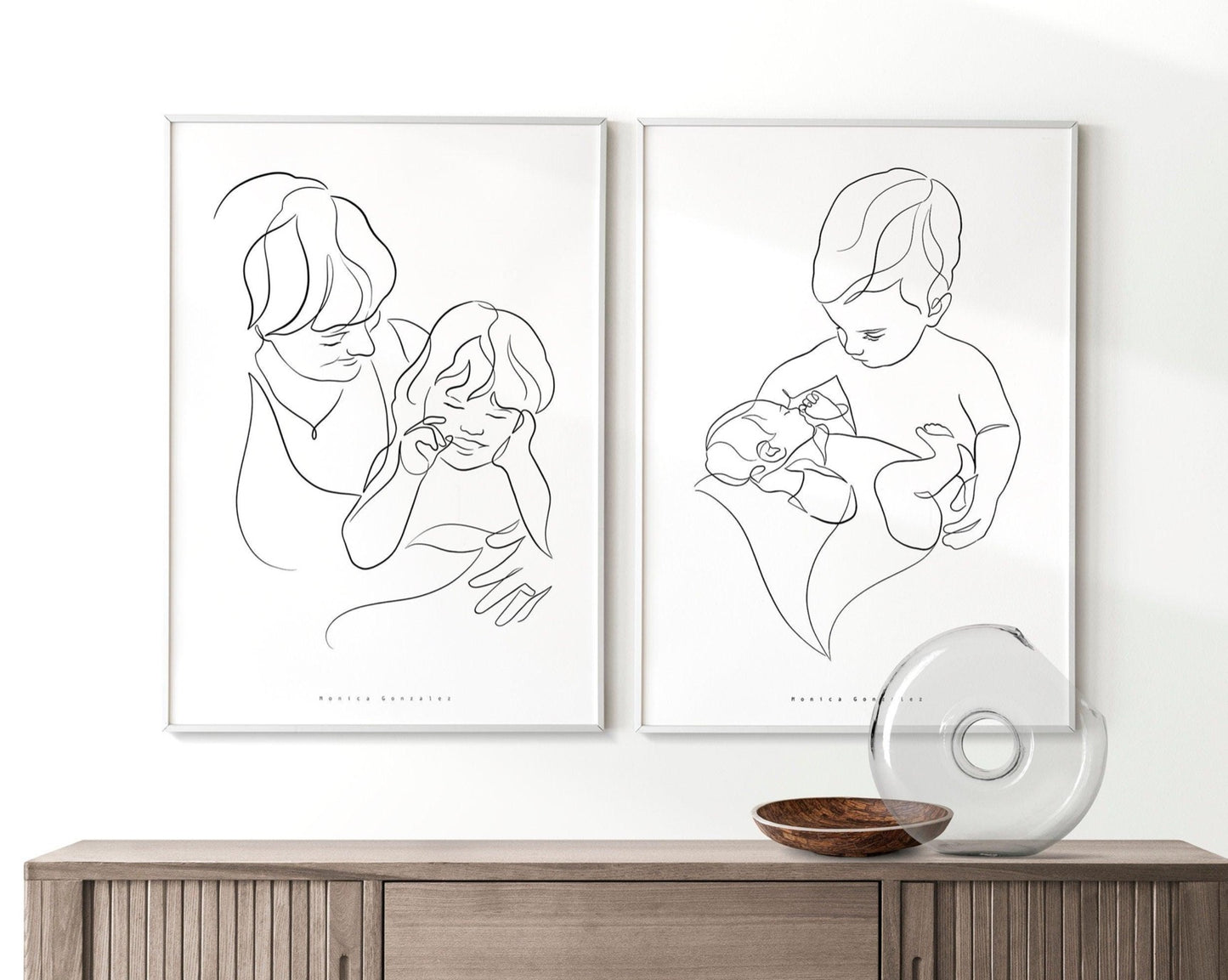 CUSTOM LINE ART PORTRAIT - Variable line thickness version - MonicagonzalezArt