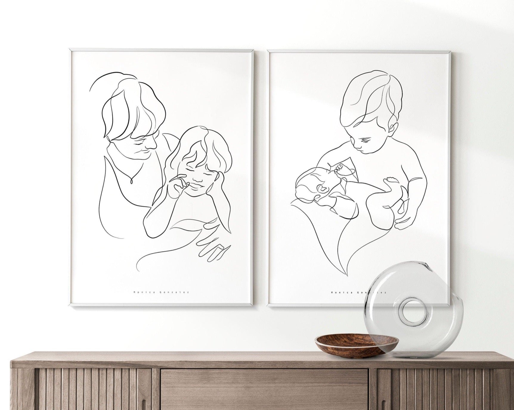 CUSTOM LINE ART PORTRAIT - Variable line thickness version - MonicagonzalezArt