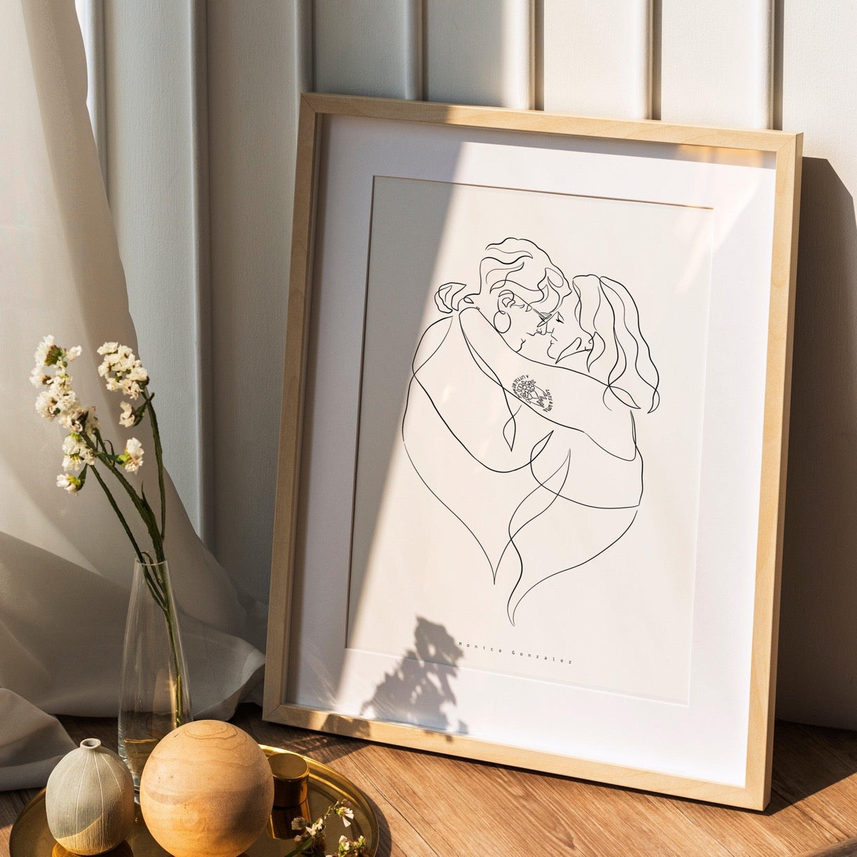 Custom couple line portrait